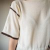 The off white knitted tee with brown binding - Size 34 up to 38 - Image 5