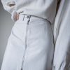 The White leather skirt with zip - Size 34/36