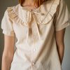 The nude colored ruffle collar blouse - Size 34 up to 36 - Image 3