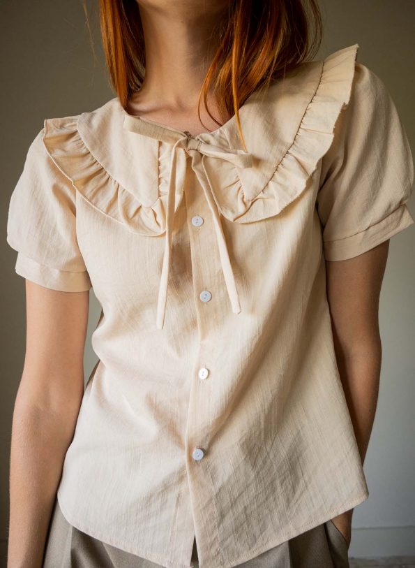 The nude colored ruffle collar blouse - Size 34 up to 36 - Image 3