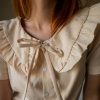 The nude colored ruffle collar blouse - Size 34 up to 36 - Image 5