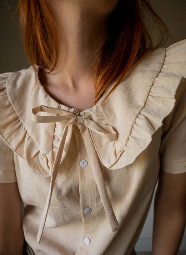 The nude colored ruffle collar blouse - Size 34 up to 36 - Image 5