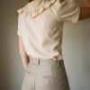 The nude colored ruffle collar blouse - Size 34 up to 36 - Image 2