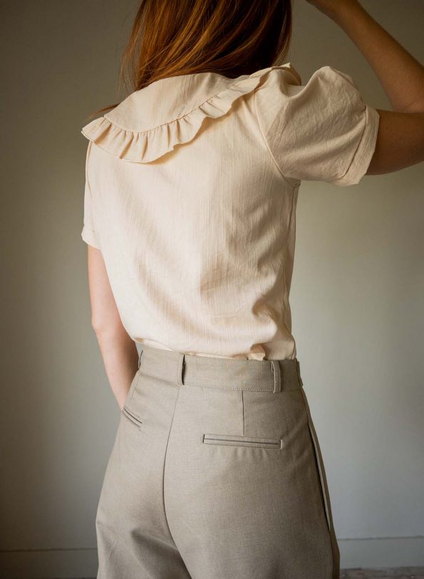 The nude colored ruffle collar blouse - Size 34 up to 36 - Image 2