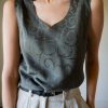 The 100% silk singlet set in dark olive green - Size 34 up to 36 - Image 4