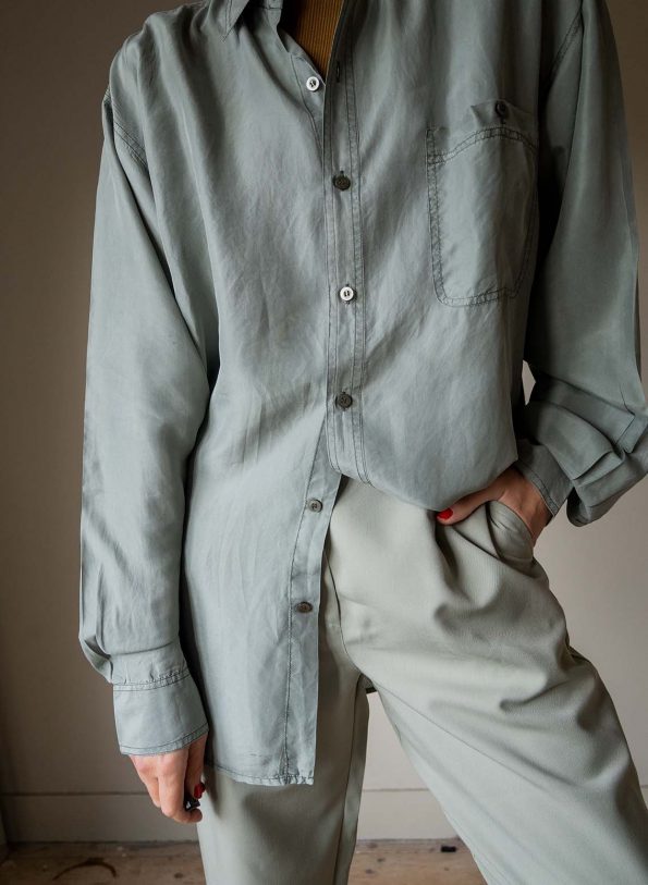 The Sage green silk blouse - Size up to XL