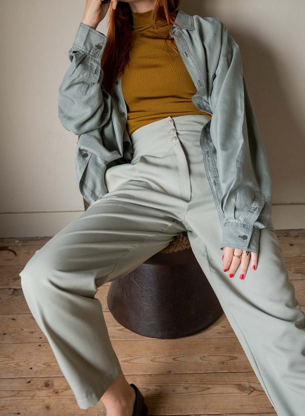 The Sage green silk blouse - Size up to XL - Image 3