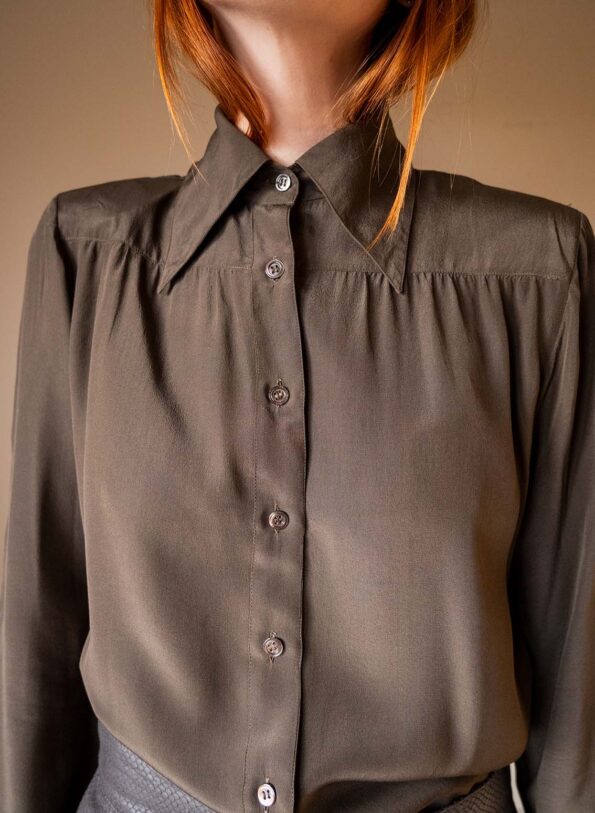 The 100% silk brown 70’s blouse - Size up to 36 - Image 7
