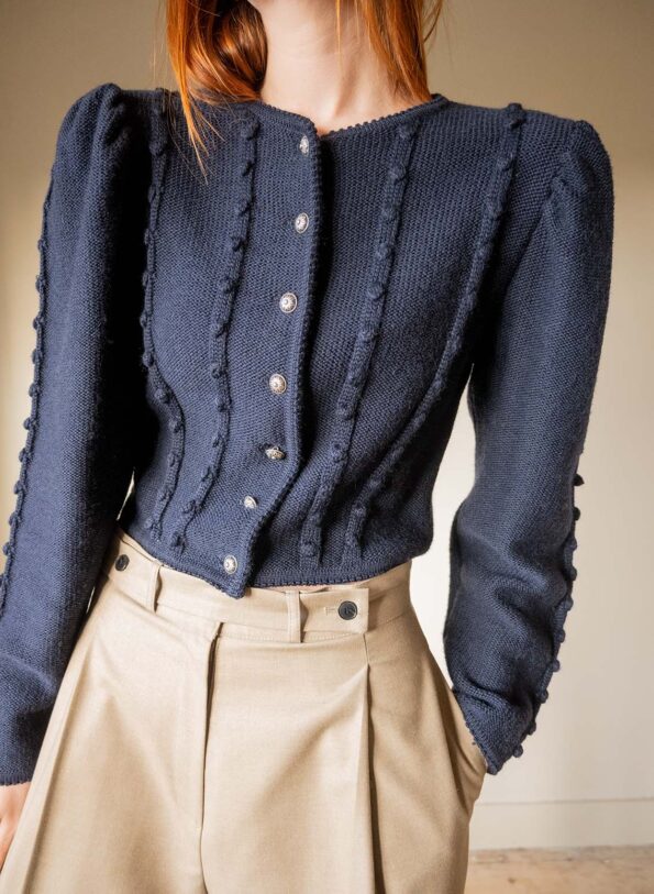 The navy blue trachten knit in 100% wool - Size up to 38 - Image 4