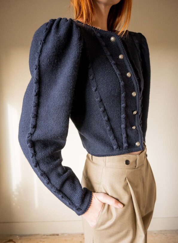 The navy blue trachten knit in 100% wool - Size up to 38 - Image 6