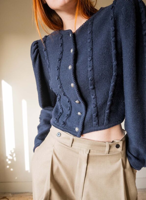 The navy blue trachten knit in 100% wool - Size up to 38 - Image 8