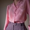 The silk soft pink embroidered blouse - Size up to 36 - Image 3