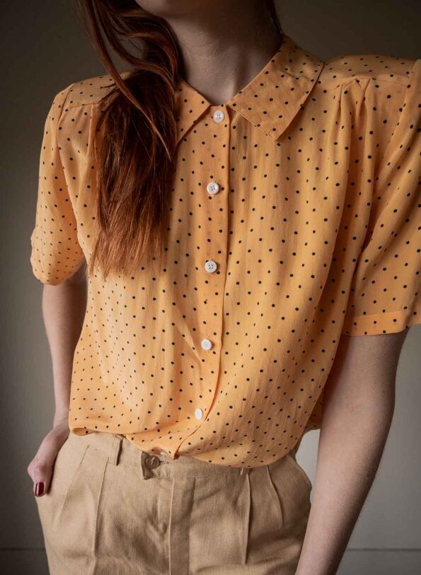 The dotted dusty orange short sleeve blouse - Size up to 38 - Image 5