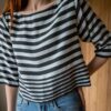 The 100% silk striped cropped blouse - Size up to 38 - Image 2