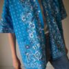 The batik bright blue pattern shirt - Size up to 42 UNISEX - Image 5