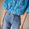The batik bright blue pattern shirt - Size up to 42 UNISEX - Image 6