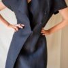 The 100% linen black tailored dress - Size up to 36 - Image 9