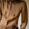 The satin silk deep brown MARCCAIN blouse - Size up to M