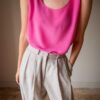 The bright pink  silk singlet - Size up to M - Image 3