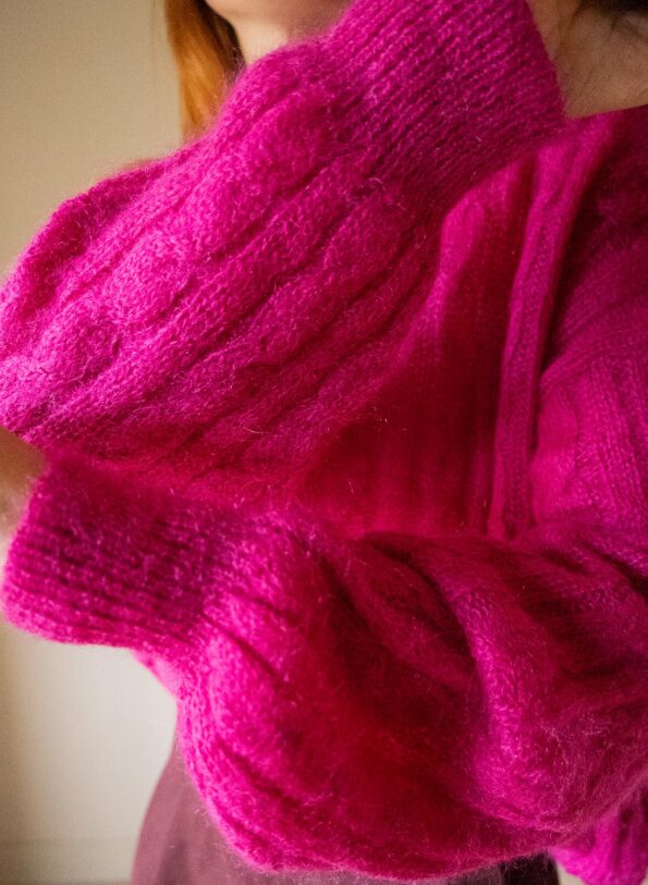 The bright pink cable jumper in wool - Size up to 42 - Image 4