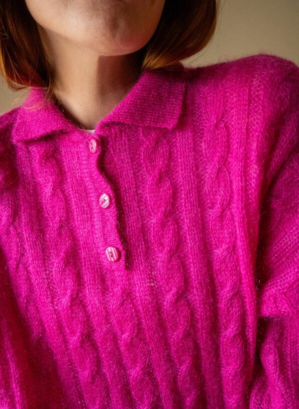The bright pink cable jumper in wool - Size up to 42 - Image 5
