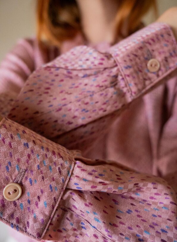 The powder pink allover printed bow blouse - Size up to 36 - Image 2