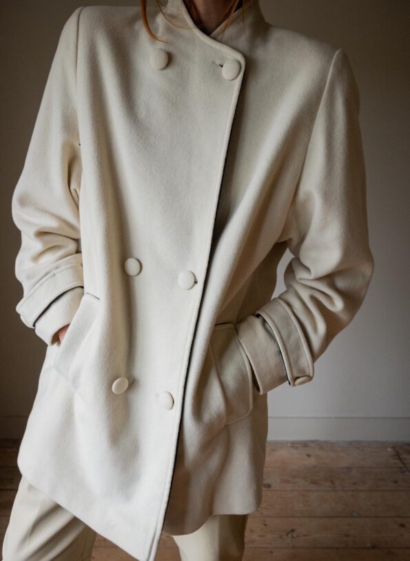 The off white woolen coat - Size up to 38