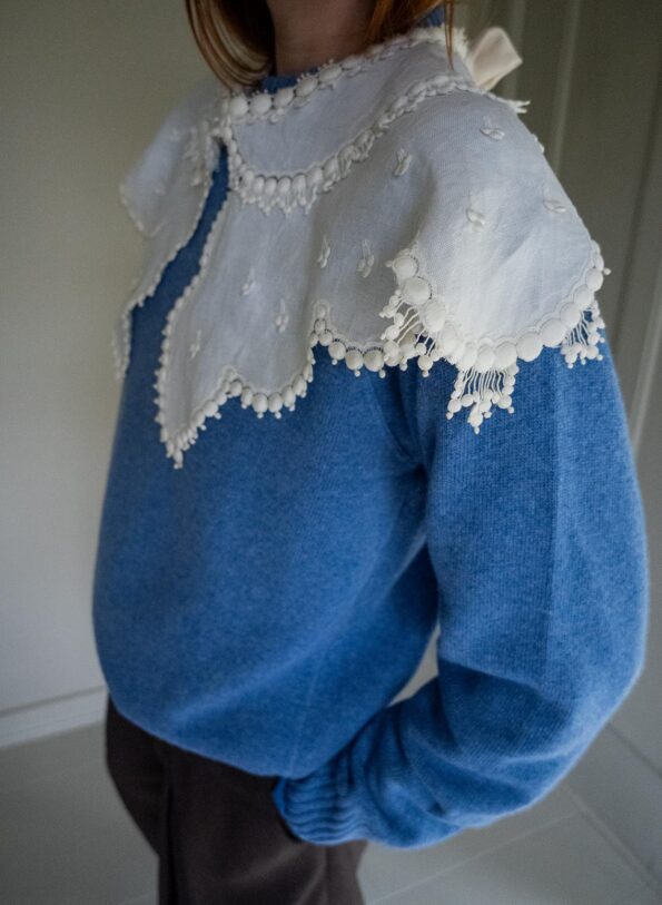 Andpause upcycled: The antique off white collar with silk bow - Image 6