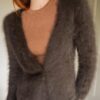 The deep brown Angora wool cardigan - Size up to 38