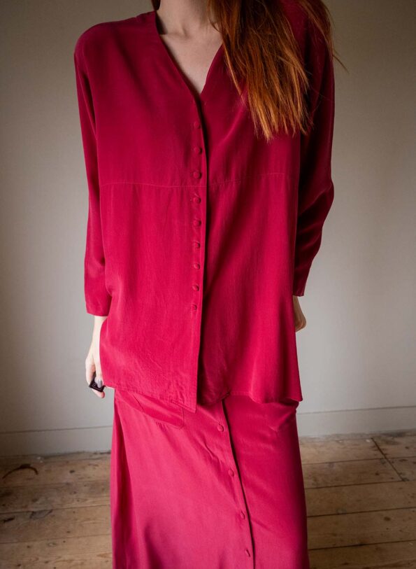 The 100% silk red skirt co-ord - Size 36 up to 40 - Image 6