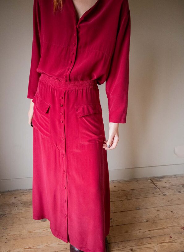 The 100% silk red skirt co-ord - Size 36 up to 40