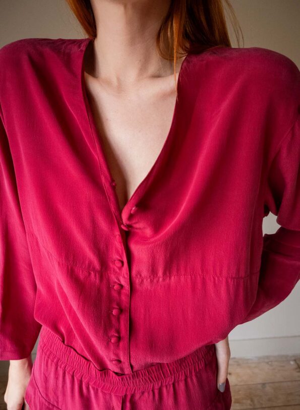 The 100% silk red skirt co-ord - Size 36 up to 40 - Image 9