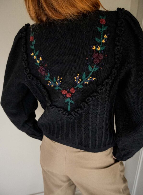 The black embroidered trachten cardigan - Size up to 40 - Image 3
