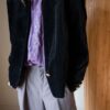 The black velour cropped blazer - Size up to 42