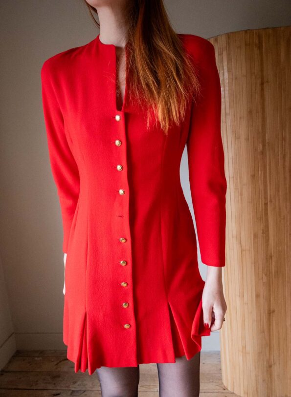 The GUY LAROCHE tailored wool red dress - Size up to M - Image 3