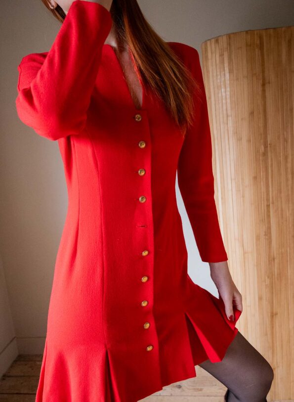 The GUY LAROCHE tailored wool red dress - Size up to M - Image 4