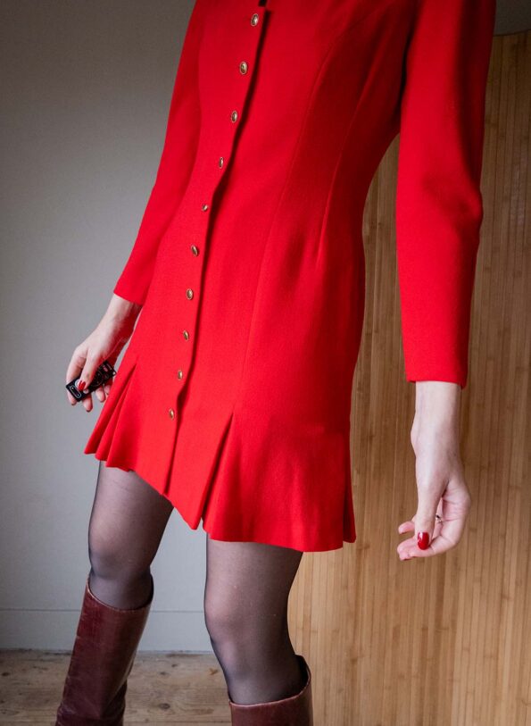 The GUY LAROCHE tailored wool red dress - Size up to M - Image 6