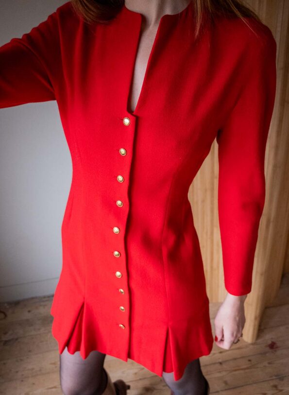 The GUY LAROCHE tailored wool red dress - Size up to M