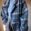 The 100% wool. Blue checkered coat - Size up to 40 - Image 6