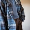 The 100% wool. Blue checkered coat - Size up to 40 - Image 7