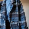 The 100% wool. Blue checkered coat - Size up to 40 - Image 3