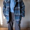 The 100% wool. Blue checkered coat - Size up to 40