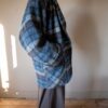 The 100% wool. Blue checkered coat - Size up to 40 - Image 2