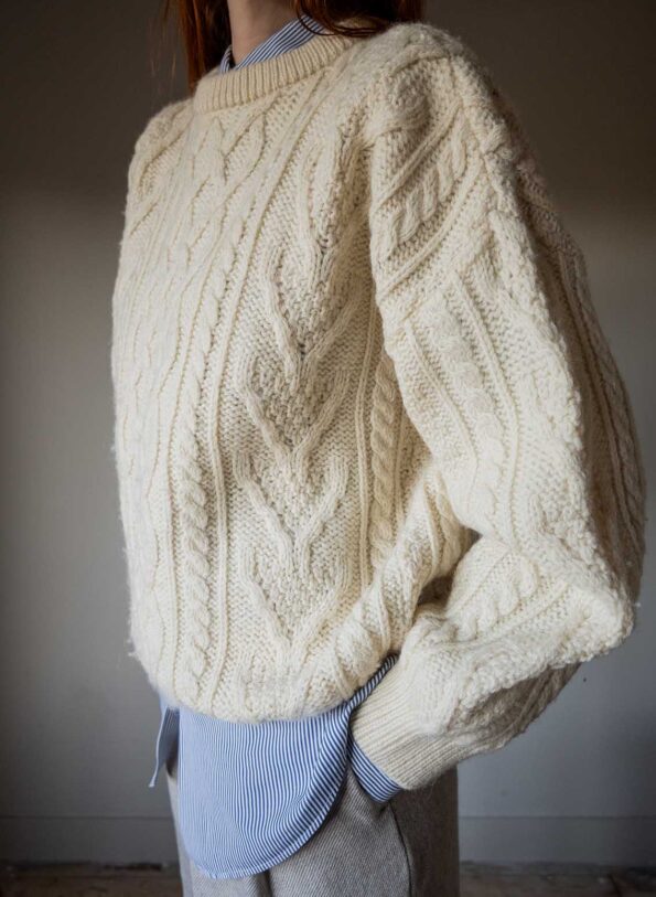 The vintage 100% wool classic handmade ARAN knit (boxy fit) - Size up to 42 - Image 6