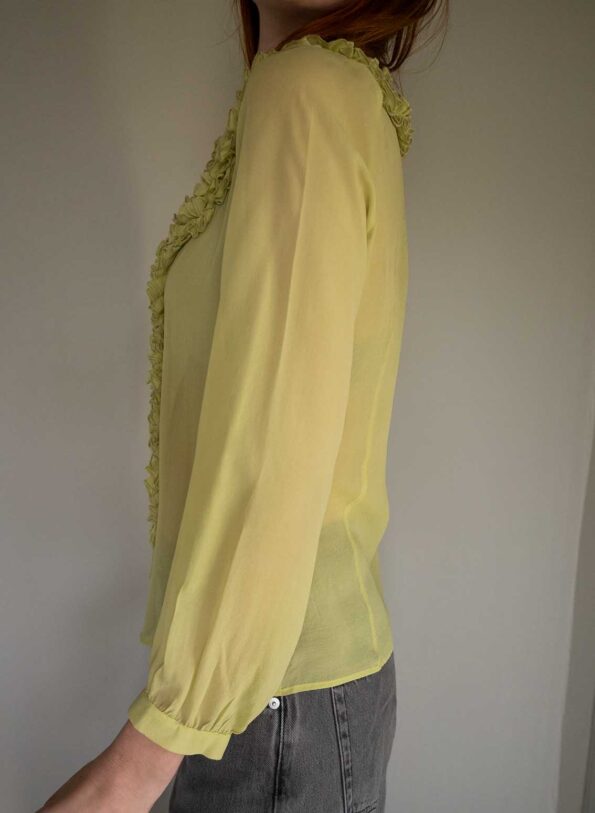 The lime green ruched 100% silk blouse - Size up to 38 - Image 4