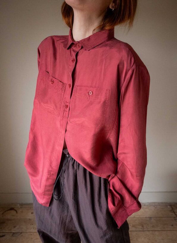 The raspberry 100% silk blouse - Size up to 42 - Image 4