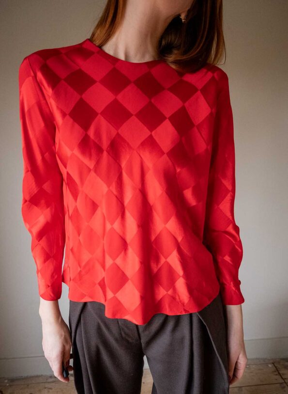 The diamond weave 100% silk blouse - Size up to 38 - Image 3