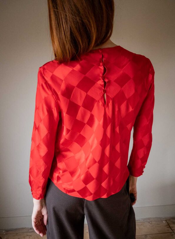 The diamond weave 100% silk blouse - Size up to 38 - Image 5