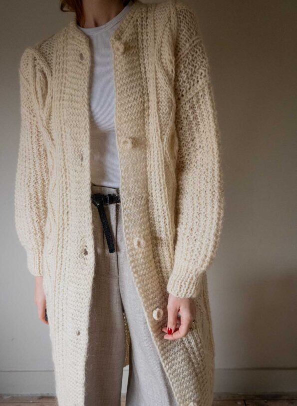The hand knit long aran like cable cardigan - Size up to 40 - Image 5