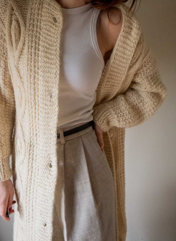 The hand knit long aran like cable cardigan - Size up to 40 - Image 7